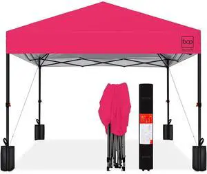 10x10ft Pop Up Canopy Tent, Outdoor Shade, 1 Person 1 Minute Set Up, Carry Case, 4 Weight Bags - Hot Pink 10x10ft Pop Up Canopy Tent, Outdoor Shade, 1 Person 1 Minute Set Up, Carry Case, 4 Weight Bags - Hot Pink