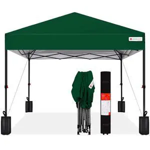 10x10ft Pop Up Canopy Tent, Outdoor Shade, 1 Person 1 Minute Set Up, Carry Case, 4 Weight Bags - Forest Green 10x10ft Pop Up Canopy Tent, Outdoor Shade, 1 Person 1 Minute Set Up, Carry Case, 4 Weight Bags - Forest Green
