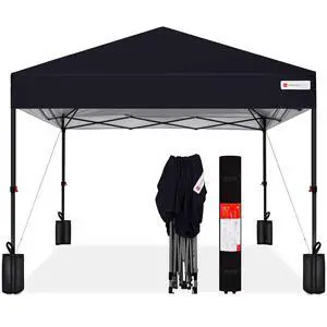 10x10ft Pop Up Canopy Tent, Outdoor Shade, 1 Person 1 Minute Set Up, Carry Case, 4 Weight Bags - Black 10x10ft Pop Up Canopy Tent, Outdoor Shade, 1 Person 1 Minute Set Up, Carry Case, 4 Weight Bags - Black