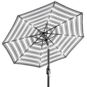 10ft Solar Polyester LED Lighted Patio Umbrella w/Tilt Adjustment and UV-Resistant Fabric - Striped Black 10ft Solar Polyester LED Lighted Patio Umbrella w/Tilt Adjustment and UV-Resistant Fabric - Striped Black