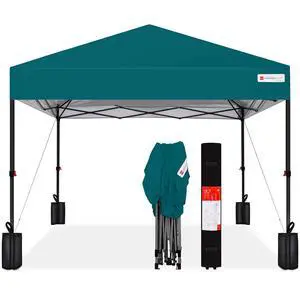 10x10ft Pop Up Canopy Tent, Outdoor Shade, 1 Person 1 Minute Set Up, Carry Case, 4 Weight Bags - Cerulean 10x10ft Pop Up Canopy Tent, Outdoor Shade, 1 Person 1 Minute Set Up, Carry Case, 4 Weight Bags - Cerulean