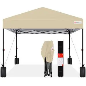 10x10ft Pop Up Canopy Tent, Outdoor Shade, 1 Person 1 Minute Set Up, Carry Case, 4 Weight Bags - Sand 10x10ft Pop Up Canopy Tent, Outdoor Shade, 1 Person 1 Minute Set Up, Carry Case, 4 Weight Bags - Sand