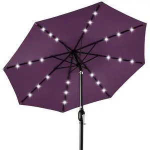10ft Solar Polyester LED Lighted Patio Umbrella w/Tilt Adjustment and UV-Resistant Fabric - Amethyst Purple 10ft Solar Polyester LED Lighted Patio Umbrella w/Tilt Adjustment and UV-Resistant Fabric - Amethyst Purple