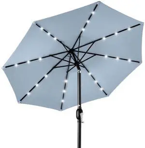 10ft Solar Polyester LED Lighted Patio Umbrella w/Tilt Adjustment and UV-Resistant Fabric - Breeze Blue 10ft Solar Polyester LED Lighted Patio Umbrella w/Tilt Adjustment and UV-Resistant Fabric - Breeze Blue