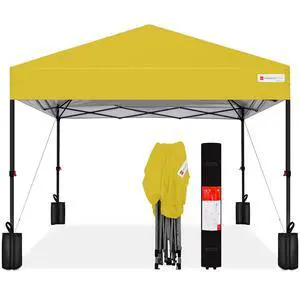 10x10ft Pop Up Canopy Tent, Outdoor Shade, 1 Person 1 Minute Set Up, Carry Case, 4 Weight Bags - Yellow 10x10ft Pop Up Canopy Tent, Outdoor Shade, 1 Person 1 Minute Set Up, Carry Case, 4 Weight Bags - Yellow