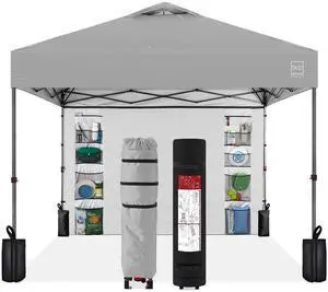 10x10ft Pop Up Canopy Tent with Sidewall, 1 Person 1 Minute Set Up, Carry Case, 4 Weight Bags - Silver 10x10ft Pop Up Canopy Tent with Sidewall, 1 Person 1 Minute Set Up, Carry Case, 4 Weight Bags - Silver