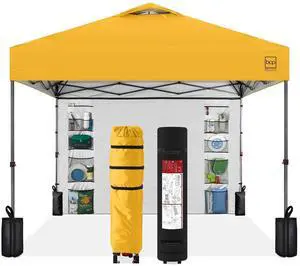 10x10ft Pop Up Canopy Tent with Sidewall, 1 Person 1 Minute Set Up, Carry Case, 4 Weight Bags - Marigold 10x10ft Pop Up Canopy Tent with Sidewall, 1 Person 1 Minute Set Up, Carry Case, 4 Weight Bags - Marigold