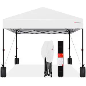 10x10ft Pop Up Canopy Tent, Outdoor Shade, 1 Person 1 Minute Set Up, Carry Case, 4 Weight Bags - White 10x10ft Pop Up Canopy Tent, Outdoor Shade, 1 Person 1 Minute Set Up, Carry Case, 4 Weight Bags - White