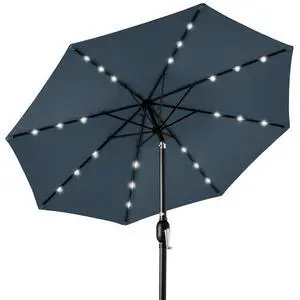 10ft Solar Polyester LED Lighted Patio Umbrella w/Tilt Adjustment and UV-Resistant Fabric - Slate Blue 10ft Solar Polyester LED Lighted Patio Umbrella w/Tilt Adjustment and UV-Resistant Fabric - Slate Blue