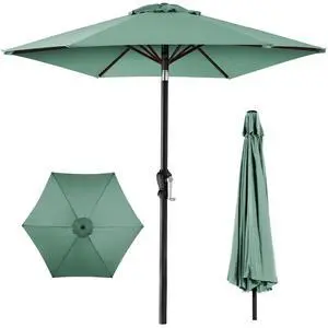10ft Outdoor Patio Umbrella, Outdoor Table Umbrella, Yard Umbrella, Market Umbrella with 6 Sturdy Ribs, Push Button, Tilt and Crank - Seaglass 10ft Outdoor Patio Umbrella, Outdoor Table Umbrella, Yard Umbrella, Market Umbrella with 6 Sturdy Ribs, Push Button, Tilt and Crank - Seaglass