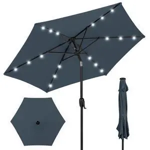 7.5ft Solar Umbrella LED Lighted Patio Umbrella, Table Market Umbrella with Tilt and Crank, Outdoor Umbrella for Garden, Deck, Backyard, Pool and Beach - Slate Blue 7.5ft Solar Umbrella LED Lighted Patio Umbrella, Table Market Umbrella with Tilt and Crank, Outdoor Umbrella for Garden, Deck, Backyard, Pool and Beach - Slate Blue