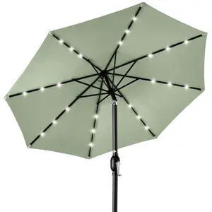 10ft Solar Polyester LED Lighted Patio Umbrella w/Tilt Adjustment and UV-Resistant Fabric - Sage Green 10ft Solar Polyester LED Lighted Patio Umbrella w/Tilt Adjustment and UV-Resistant Fabric - Sage Green