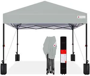 10x10ft Pop Up Canopy Tent, Outdoor Shade, 1 Person 1 Minute Set Up, Carry Case, 4 Weight Bags - Silver 10x10ft Pop Up Canopy Tent, Outdoor Shade, 1 Person 1 Minute Set Up, Carry Case, 4 Weight Bags - Silver