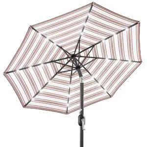 10ft Solar Polyester LED Lighted Patio Umbrella w/Tilt Adjustment and UV-Resistant Fabric - Striped Rust 10ft Solar Polyester LED Lighted Patio Umbrella w/Tilt Adjustment and UV-Resistant Fabric - Striped Rust