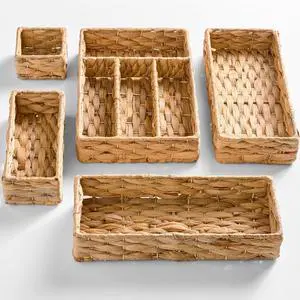 5-Piece Flatware Organizer Set, Woven Modular Silverware & Utensil Drawer Organizer Trays, Drawer Divider, Storage Containers for Kitchen, Bathroom, & Office Utensils - Natural 5-Piece Flatware Organizer Set, Woven Modular Silverware & Utensil Drawer Organizer Trays, Drawer Divider, Storage Containers for Kitchen, Bathroom, & Office Utensils - Natural