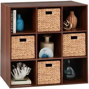 Best Choice Products 9-Cube Storage Organizer, 11in Shelf Opening, Bookcase, Display Shelf, Customizable w/ 3 Removable Back Panels - Walnut Best Choice Products 9-Cube Storage Organizer, 11in Shelf Opening, Bookcase, Display Shelf, Customizable w/ 3 Removable Back Panels - Walnut