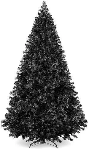 Artificial Christmas Tree, 4.5ft Premium Unlit Pine Design, Dense Branches Realistic Holiday Décor w/Easy Assembly - Black Artificial Christmas Tree, 4.5ft Premium Unlit Pine Design, Dense Branches Realistic Holiday Décor w/Easy Assembly - Black