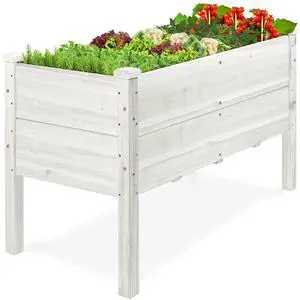 Best Choice Products 48" x 24" x 30" Raised Garden Bed with Extra Deep 16" Depth, Elevated Wood Planter Box Stand for Backyard, Patio, Balcony, Natural Fir Wood - White Best Choice Products 48" x 24" x 30" Raised Garden Bed with Extra Deep 16" Depth, Elevated Wood Planter Box Stand for Backyard, Patio, Balcony, Natural Fir Wood - White