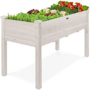 Best Choice Products 48x24x30in Raised Garden Bed, Elevated Wood Planter Box Stand for Backyard, Patio, Balcony w/Bed Liner, 200lb Capacity - White Best Choice Products 48x24x30in Raised Garden Bed, Elevated Wood Planter Box Stand for Backyard, Patio, Balcony w/Bed Liner, 200lb Capacity - White