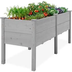 Best Choice Products 72" x 24" x 30" Raised Garden Bed with Extra Deep 16" Depth, Elevated Wood Planter Box Stand for Backyard, Patio, Balcony, Natural Fir Wood - Gray Best Choice Products 72" x 24" x 30" Raised Garden Bed with Extra Deep 16" Depth, Elevated Wood Planter Box Stand for Backyard, Patio, Balcony, Natural Fir Wood - Gray
