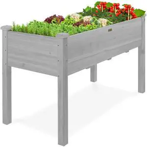 Best Choice Products 48x24x30in Raised Garden Bed, Elevated Wood Planter Box Stand for Backyard, Patio, Balcony w/Bed Liner, 200lb Capacity - Gray Best Choice Products 48x24x30in Raised Garden Bed, Elevated Wood Planter Box Stand for Backyard, Patio, Balcony w/Bed Liner, 200lb Capacity - Gray