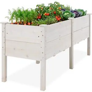 Best Choice Products 72" x 24" x 30" Raised Garden Bed with Extra Deep 16" Depth, Elevated Wood Planter Box Stand for Backyard, Patio, Balcony, Natural Fir Wood - White Best Choice Products 72" x 24" x 30" Raised Garden Bed with Extra Deep 16" Depth, Elevated Wood Planter Box Stand for Backyard, Patio, Balcony, Natural Fir Wood - White