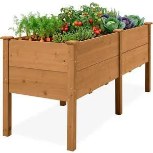 Best Choice Products 72" x 24" x 30" Raised Garden Bed with Extra Deep 16" Depth, Elevated Wood Planter Box Stand for Backyard, Patio, Balcony, Natural Fir Wood - Acorn Brown Best Choice Products 72" x 24" x 30" Raised Garden Bed with Extra Deep 16" Depth, Elevated Wood Planter Box Stand for Backyard, Patio, Balcony, Natural Fir Wood - Acorn Brown