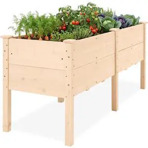 Best Choice Products 72" x 24" x 30" Raised Garden Bed with Extra Deep 16" Depth, Elevated Wood Planter Box Stand for Backyard, Patio, Balcony, Natural Fir Wood - Natural Best Choice Products 72" x 24" x 30" Raised Garden Bed with Extra Deep 16" Depth, Elevated Wood Planter Box Stand for Backyard, Patio, Balcony, Natural Fir Wood - Natural