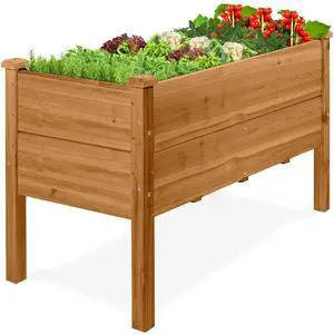 Best Choice Products 48" x 24" x 30" Raised Garden Bed with Extra Deep 16" Depth, Elevated Wood Planter Box Stand for Backyard, Patio, Balcony, Natural Fir Wood - Acorn Brown Best Choice Products 48" x 24" x 30" Raised Garden Bed with Extra Deep 16" Depth, Elevated Wood Planter Box Stand for Backyard, Patio, Balcony, Natural Fir Wood - Acorn Brown