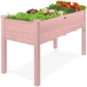Best Choice Products 48x24x30in Raised Garden Bed, Elevated Wood Planter Box Stand for Backyard, Patio, Balcony w/Bed Liner, 200lb Capacity - Pink Best Choice Products 48x24x30in Raised Garden Bed, Elevated Wood Planter Box Stand for Backyard, Patio, Balcony w/Bed Liner, 200lb Capacity - Pink
