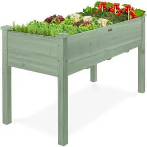 Best Choice Products 48x24x30in Raised Garden Bed, Elevated Wood Planter Box Stand for Backyard, Patio, Balcony w/Bed Liner, 200lb Capacity - Sage Best Choice Products 48x24x30in Raised Garden Bed, Elevated Wood Planter Box Stand for Backyard, Patio, Balcony w/Bed Liner, 200lb Capacity - Sage