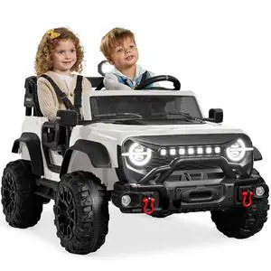 Best Choice Products Kids 24V 2-Seater Electric Ride On Car Truck w/ 132lb Weight Capacity, Parent Control, Bluetooth, LED Lights - White Best Choice Products Kids 24V 2-Seater Electric Ride On Car Truck w/ 132lb Weight Capacity, Parent Control, Bluetooth, LED Lights - White