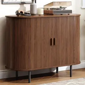 Buffet Cabinet with Storage, Fluted Buffet Sideboard (40"/Walnut) Buffet Cabinet with Storage, Fluted Buffet Sideboard (40"/Walnut)