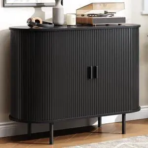 Buffet Cabinet with Storage, Fluted Buffet Sideboard (40"/Black) Buffet Cabinet with Storage, Fluted Buffet Sideboard (40"/Black)