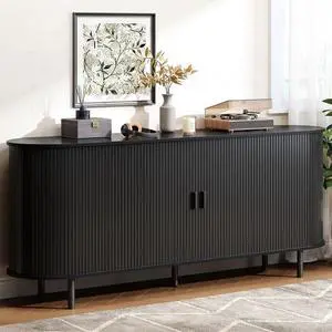 Buffet Cabinet with Storage, Fluted Buffet Sideboard (70"/Black) Buffet Cabinet with Storage, Fluted Buffet Sideboard (70"/Black)