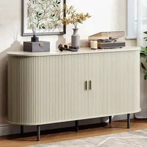 Buffet Cabinet Storage Fluted Buffet Sideboard(55"/Natural White) Buffet Cabinet Storage Fluted Buffet Sideboard(55"/Natural White)