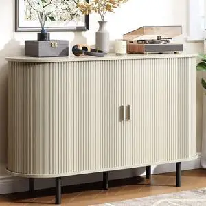 Buffet Cabinet Storage Fluted Buffet Sideboard(48"/Natural White) Buffet Cabinet Storage Fluted Buffet Sideboard(48"/Natural White)