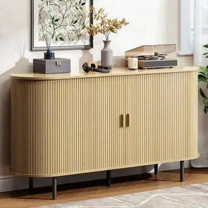 Buffet Cabinet with Storage, Fluted Buffet Sideboard (55"/Oak) Buffet Cabinet with Storage, Fluted Buffet Sideboard (55"/Oak)