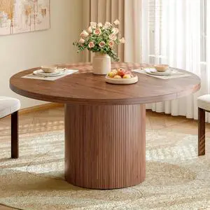 47 Inch Round Dining Table for 4-6, Fluted Kitchen Table 47 Inch Round Dining Table for 4-6, Fluted Kitchen Table