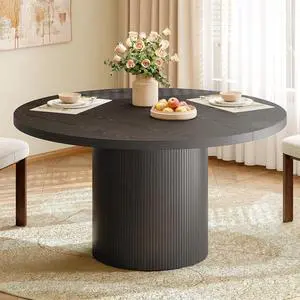 47 Inch Round Dining Table for 4-6, Fluted Kitchen Table 47 Inch Round Dining Table for 4-6, Fluted Kitchen Table
