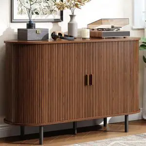 Buffet Cabinet with Storage, Fluted Buffet Sideboard (48"/Walnut) Buffet Cabinet with Storage, Fluted Buffet Sideboard (48"/Walnut)