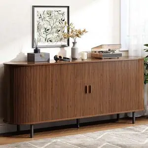 Buffet Cabinet with Storage, Fluted Sideboard Buffet with Sliding Door, Coffee Bar Cabinet with Adjustable Shelf, Console Table, Accent Table for Entryway, Kitchen (Walnut, 70 Inch) Buffet Cabinet with Storage, Fluted Sideboard Buffet with Sliding Door, Coffee Bar Cabinet with Adjustable Shelf, Console Table, Accent Table for Entryway, Kitchen (Walnut, 70 Inch)