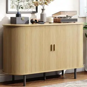 Buffet Cabinet with Storage, Fluted Buffet Sideboard (48"/Oak) Buffet Cabinet with Storage, Fluted Buffet Sideboard (48"/Oak)