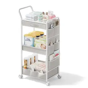 Diaper Caddy Organizer, Baby Cart with Basket and Side Pockets Diaper Caddy Organizer, Baby Cart with Basket and Side Pockets