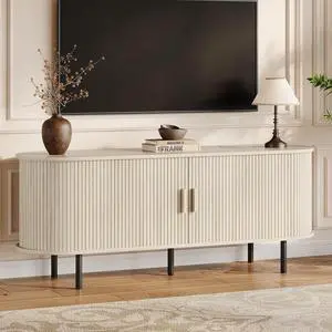 55" TV Stand with Storage & Outlet for TV up to 60" Natural White 55" TV Stand with Storage & Outlet for TV up to 60" Natural White