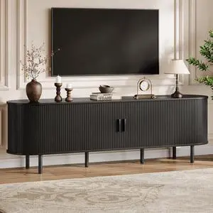 70.8" TV Stand with Storage & OutletS for TVs up to 80", Black 70.8" TV Stand with Storage & OutletS for TVs up to 80", Black
