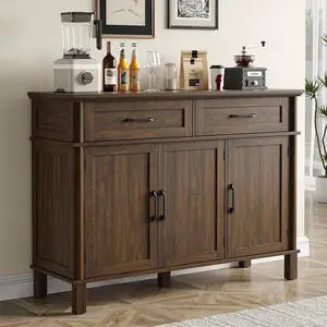 48 Inch Sideboard Buffet Cabinet with Storage, Brown 48 Inch Sideboard Buffet Cabinet with Storage, Brown