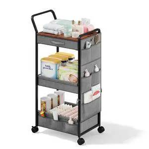 Diaper Caddy Organizer, Baby Cart with Basket and Side Pockets Diaper Caddy Organizer, Baby Cart with Basket and Side Pockets
