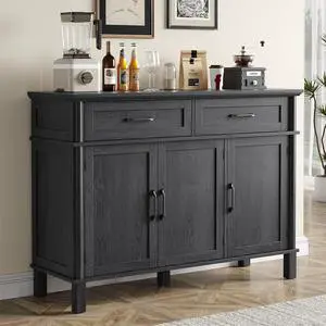 48 Inch Sideboard Buffet Cabinet with Storage,Black 48 Inch Sideboard Buffet Cabinet with Storage,Black
