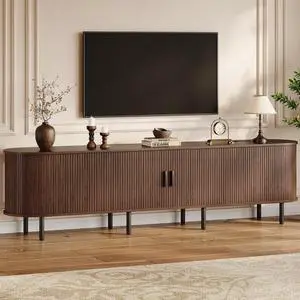86.6" TV Stand with Storage & Outlets for TVs up to 95", Walnut 86.6" TV Stand with Storage & Outlets for TVs up to 95", Walnut